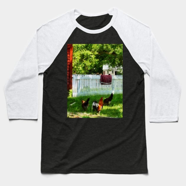 Housekeepers - Laundry Hanging on Fence Baseball T-Shirt by SusanSavad